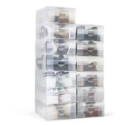 Hapilife Shoe Boxes 22pcs Stackable Shoe Storage Box Clear Plastic Shoe Organizer Containers for Women/Men up to Size 8, 30 x 18 x 10cm