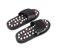 HAPINARY 1 Pair Reflex Massage Sandal Slippers with Adjustable Strap Acupuncture Massage Ball Flops for Foot Relaxation Tai Chi Bagua Black Dot English Size 38-39 Promotes Blood Flow