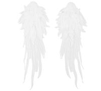 HAPINARY 1 Pair White Embroidered Lace Appliques Angel Wing Patch for Garment Sewing, Decorative Iron-on Wings Suitable for Clothing Repair and DIY Craft Embellishments