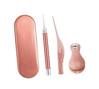 HAPINARY 1 Set Professional Rose Golden Stainless Steel Nail Clippers Trimmer File Set Durable Nail Care Tools for Ergonomic Design for Easy Use