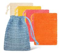 HAPINARY 10 Pcs Cotton Linen Soap Saver Bags Mesh Exfoliating Drawstring Soap Pouches for Foaming and Drying Suitable for Bathing and Showering Natural Multi-Color Set