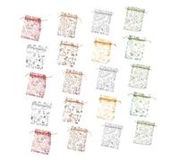 HAPINARY 100pcs Drawstring Organza Jewelry Bags Small Pouches with Hot Stamping Rose Heart Design for Party Candy Storage and Jewelry Packaging Mixed Colors