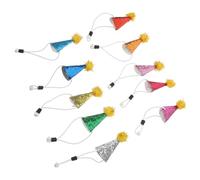 HAPINARY 10pcs Adjustable Dog Birthday Hats with Glitter Pom-poms Mini Cone Party Caps for Small Dogs and Cats Soft Non-irritating Material Pet Birthday and Holiday Celebration Accessories