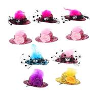 HAPINARY 10pcs Children’s Mini Wool Felt Decorative Hat Hair Clips Mixed Colors Medium Size Party Headwear Shining Plume Hair Barrettes for Girls Color Assorted style