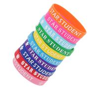 HAPINARY 10Pcs Colorful Star Recognition Bracelets Silicone Wristbands for School Supplies Motivational Student Reward Bands for Classroom Teacher Awards and Sports Activities