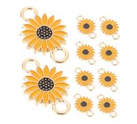 HAPINARY 10pcs Floral Themed Daisy Charms for Jewelry Making Enamel Flower Pendants for DIY Necklaces Bracelets Earrings Supplies for Moms and Women Yellow Color