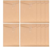 HAPINARY 10Pcs Kraft Paper Document Folder A4 200G Brown with String Tie File Envelope, Filing Organizer for School and Office Documents