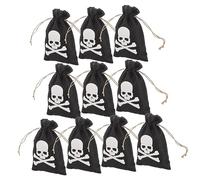 HAPINARY 10Pcs Skull Drawstring Bags Money Storage Pouches for Halloween Pirate Theme Birthday Favors Sturdy Material for Coins
