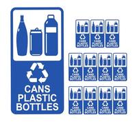 HAPINARY 12 Pcs Self Adhesive Cans and Bottle Signs, Water- Proof Bottle Recycle Stickers for Trash Can, Recycling Sticker for Home School Shop