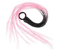 HAPINARY 12-Strand Black and Pink Ombre Crochet Hair Extension Braid, Colorful Synthetic Hairpiece for Braiding, Practical Ethnic Style Ponytail for Hip Hop and Everyday Use