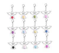HAPINARY 12pcs Angel Wing Pendants Lobster Clasp Mixed Colors DIY Jewelry Charms for Wedding Shower Party Favors and Craft Accessories