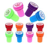 HAPINARY 12pcs Dog Paw Print Stamps Kit, Small Plastic Stamps Cute Cartoon Design, Educational Tool for DIY Crafting and Stamping on Papers