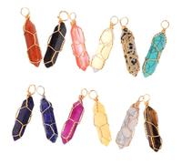 HAPINARY 12pcs Natural Stone Hexagonal Pendant Wire Wrapped Crystal Agate Charms for Necklace Bracelet DIY Craft Decorations Random Style Hexagon Ornaments for Jewelry Making