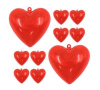 HAPINARY 12pcs Red Plastic Fillable Heart Shape Ornaments Easy to Fill Hanging Decoration DIY Craft for Valentines Day Party Activities