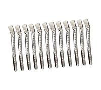 HAPINARY 12pcs Stainless Steel Long Nose Hair Clips Professional Hairdressing Tool for Dyeing Styling Durable Reusable Salon Accessories for Thick Hair