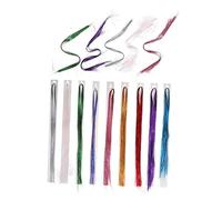 HAPINARY 14pcs Tinsel Hair Extensions Glitter Braiding Strands Synthetic Hair for Rave