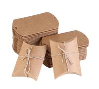HAPINARY 150Pcs Small Pillow Boxes with Twine, Kraft Paper Candy Packaging Boxes 9X13X3.5Cm for Wedding, Christmas Treats, Bakery and Party Favors