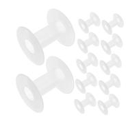 HAPINARY 15pcs White Plastic Empty Thread Spools Floss Bobbins for Sewing Embroidery Wire Crafts DIY Wire Weaving Bobbin Accessories