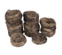 HAPINARY 16pcs Artificial Bird Nest Tray Faux Eggs, 7cm Brown Natural-look Bird Resting Nest Crafts for Garden Decoration, Photo Prop and Creative Home Ornament