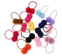 HAPINARY 16pcs Infant Hair Ties with Double Pompom Embellishments, Assorted Colour Cloth Elastic Small Hair Bands for Baby Girls and Toddlers, for Family Gatherings and School Events