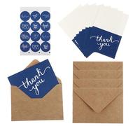 HAPINARY 16pcs Thank You Cards with Envelopes Navy Blue Paper Elegant Chic Style Decorative Design for Bridal Shower Shower