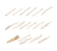 HAPINARY 17pcs Stylish Geometric Manmade Pearl Hair Clips Metal Barrettes Good Grip for Organizing Hair Elegant Golden Accessories for Female Friends