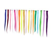 HAPINARY 18pcs Seamless Hair Extension Pieces Colorful Straight Clip in Wigs for Women Heat Resistant High Temperature Fiber Hair Decorations with Lightweight and Reusable
