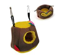 HAPINARY 1pc Dual Use Hamster Hanging Nest Plush Hammock Sleeping Bed for Hamster Guinea Pig Warm Animal Cave for Pets Cute Cartoon Design Random Leaf Color