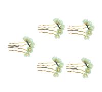 HAPINARY 1pc Jade Flower Hairpin with Tassel Ancient Chinese Design Retro Hair Decoration for Women Elegant Handmade Hair Accessory present for Friends and Moms