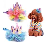 HAPINARY 1pc Pet Birthday Crown Hat Stylish Mesh Headwear for Dogs and Cats for Birthday Parties Cosplay and Photo Shoots Color