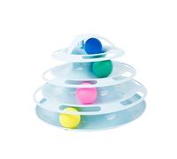 HAPINARY 1pc Rotating Cat Toy Four Layers Interactive Track Tower for Cats Amusement Plate Rattling Sound Teaser Insert Feature