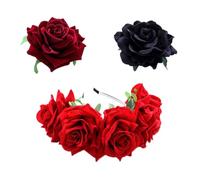 HAPINARY 1set Bridal Hair Accessories Red Decorative Hairband Hair Clip for Weddings Engagements Special Occasions Handmade Floral Roses for Elegant Looks