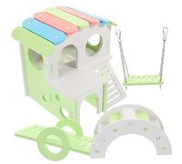 HAPINARY 1set Decorative Hamster Hideout Swing House Ladder Swing Arch Bridge Villa Fun Safe Hamster Toy for Activity and Relaxation