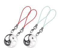 HAPINARY 2 Pairs Delicate Alloy Bagua Phone Charm String with Fixing Rope Decorative and Anti-lost Hanging Chain for Phone