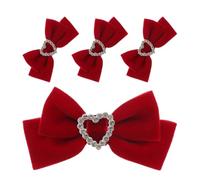 HAPINARY 2 Pairs Red Velour Bow Hair Clips for Little, Reusable and Safe Hair Accessories with Metal Clips, for Taking Photos and Banquets