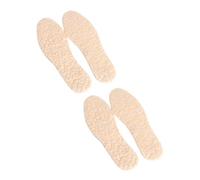 HAPINARY 2 Pairs Warm EVA Fleece Insoles, Beige Breathable High-Elastic Shoe Inserts for Size 25-36, Cut-to-Fit Winter Foot Cushion Pads for Boys and