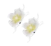 HAPINARY 2 Pcs Hawaiian Flower Hair Clips White Tropical Side Barrettes Lightweight Handmade Dragon Beard Material for Beach Vacation and Casual Styling