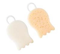 HAPINARY 2 Pcs White Exfoliating Bath Sponge Balls Soft Elastic Skin Cleaners Gentle Body Scrubbers with Strong Adsorption for Deep Cleansing and Massage Creative Household Bathing Props