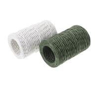 HAPINARY 2 Rolls 2mm Paper Covered Florist Wire for Crafts 50m Stem Wire Twine in Green and White for DIY Flower Arrangements and Wreath Making