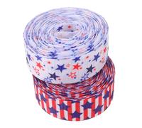 HAPINARY 2 Rolls Wired Edge Ribbon for Crafting and Wrapping, 0.87 Inch Wide Cloth Ribbon with Vibrant Patriotic Star Prints, Sustainable and Reusable for Independence Day Festival