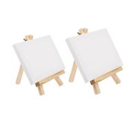 HAPINARY 2 Sets Mini Wooden Easel with Photo Frame Bracket Tabletop Tripod Stand for Painting Display Home Decor Art Creativity Durable Lightweight Design with Canvas Frames
