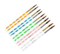 HAPINARY 2 Sets Nail Art Pens with Nylon Bristles Acrylic Spiral Rod Crystal Carving Brushes for Manicure Portable Nail Art for Women Golden Silver Head Series Professional Personal Use