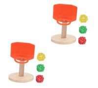 HAPINARY 2 Sets Parrot Bell Toy Mini Basketball Hoop Bird Training Toys Educating Intelligence Random Color