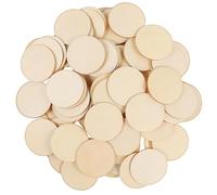 HAPINARY 200 Pcs Round Wooden Discs Wood Pieces Classic Khaki Wood Material Comfortable Touch Versatile Use Universal Style for Crafts