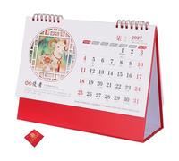 HAPINARY 2027 Year the Goat Desk Calendar with Monthly Scheduling and Compact Design, Red Spiral Bound Flip over Tabletop Planner for Home Offices and Special Occasions, Beautifully