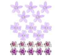 HAPINARY 20pcs Vintage Floral Hair Clips Mini Rhinestone Flower Barrettes for Women Cute Retro Style Bangs and Braids Accessories Purple for Daily Festive Wear