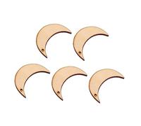 HAPINARY 20Pcs Wooden Chip Blank Wooden Moon Smooth Surface Natural Wood Material Beige Moon Shape for Party Decoration and Door Hanging