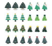HAPINARY 24pcs Christmas Tree Flat Back Resin Cabochons DIY Phone Case Charms Set A B Light Dark Green E F G for Crafts and Hairband Making