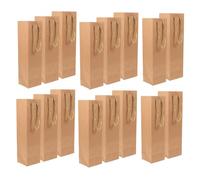 HAPINARY 24pcs Kraft Paper Wine Bags with Handles Heavy Duty Single Bottle Tote Bags in Brown for Weddings Parties Housewarming Corporate Events Bulk Retail Packaging