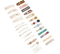 HAPINARY 28pcs Elegant Pearl and Acrylic Hair Clips Set for Women Metal Hair Barrettes that Hold Tightly and Are Easy to Take for Bridesmaid Accessories and Everyday